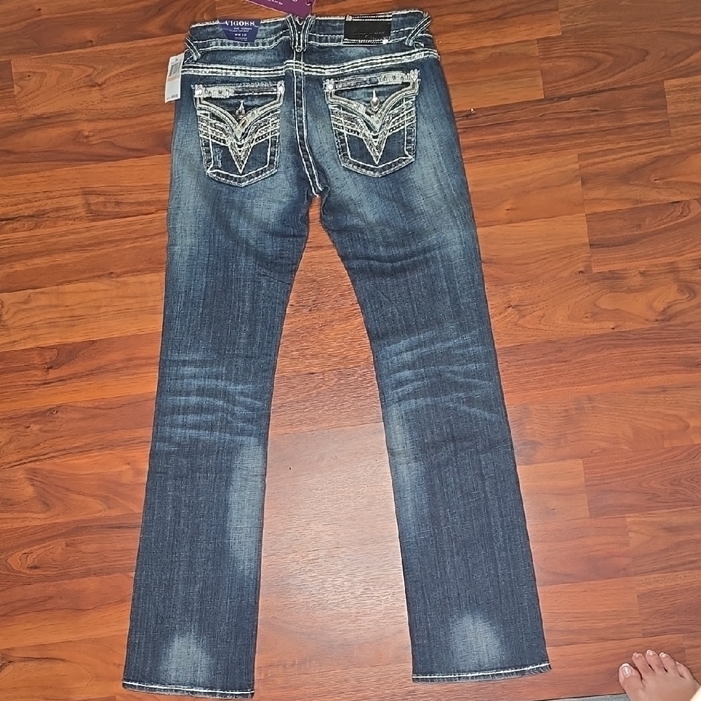 Vigoss Dark Blue Boot Cut Jeans with White Stitching